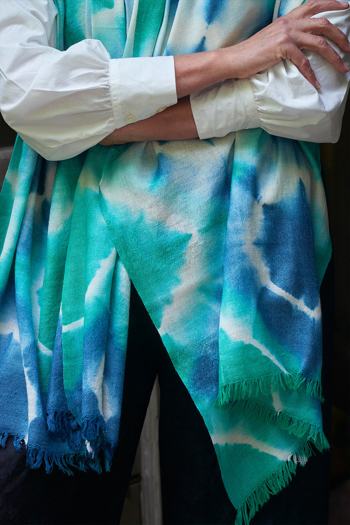 Pure wool Scarf | Mint Blue Star
