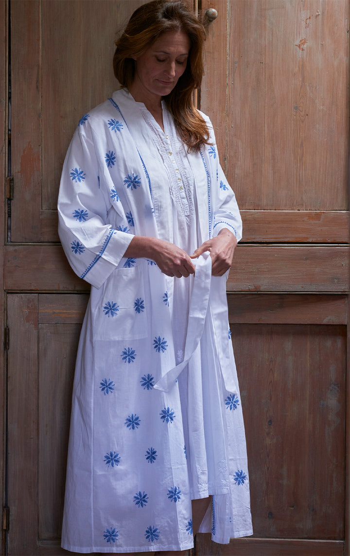 Cotton Dressing Gown | Chikan Embroidery