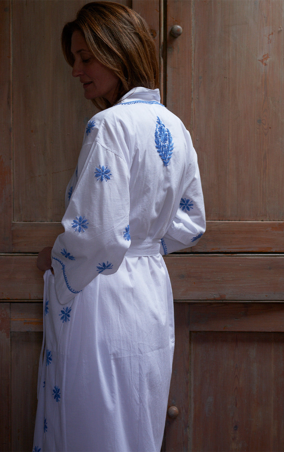 Cotton Dressing Gown | Chikan Embroidery