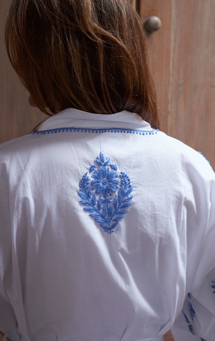 Cotton Dressing Gown | Chikan Embroidery