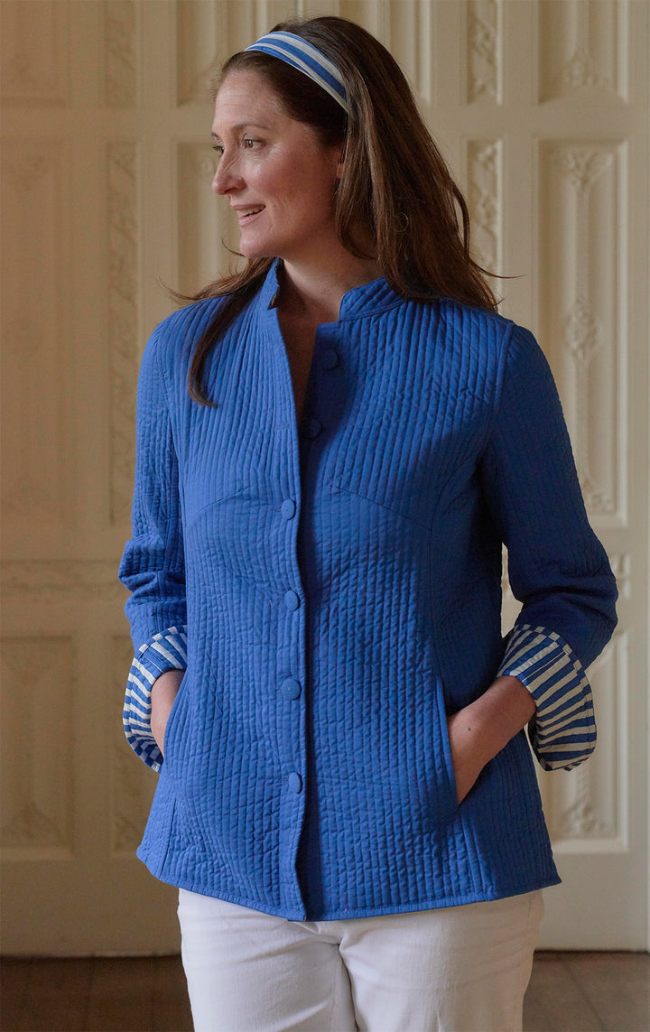 'Opera' Cotton Reversible | Blue Stripe