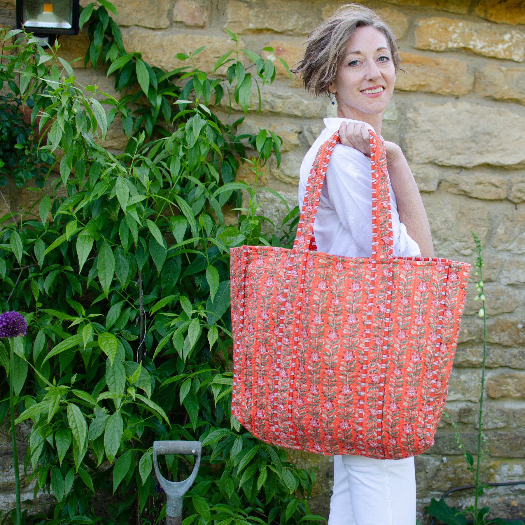 Quilted Cotton Shopping Bag Clementine Tania Llewellyn Designs