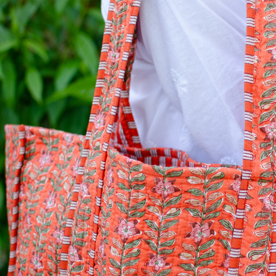 Quilted Cotton Shopping Bag | Clementine