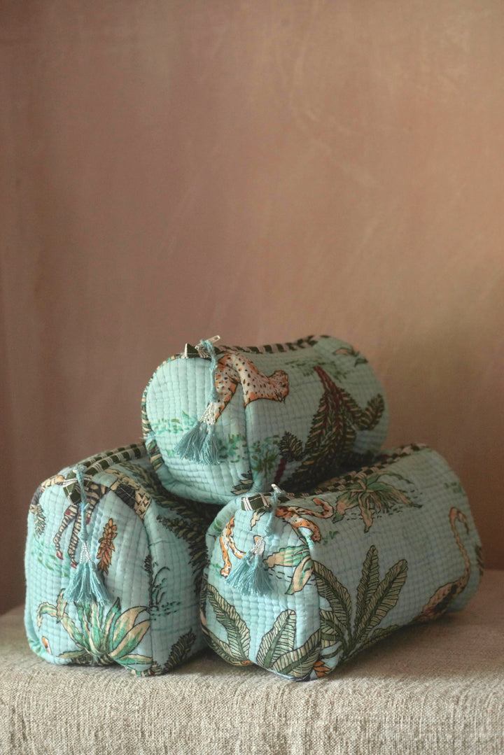 Hand block-printed Sponge Bags (Set of 3) | Palm Leaf