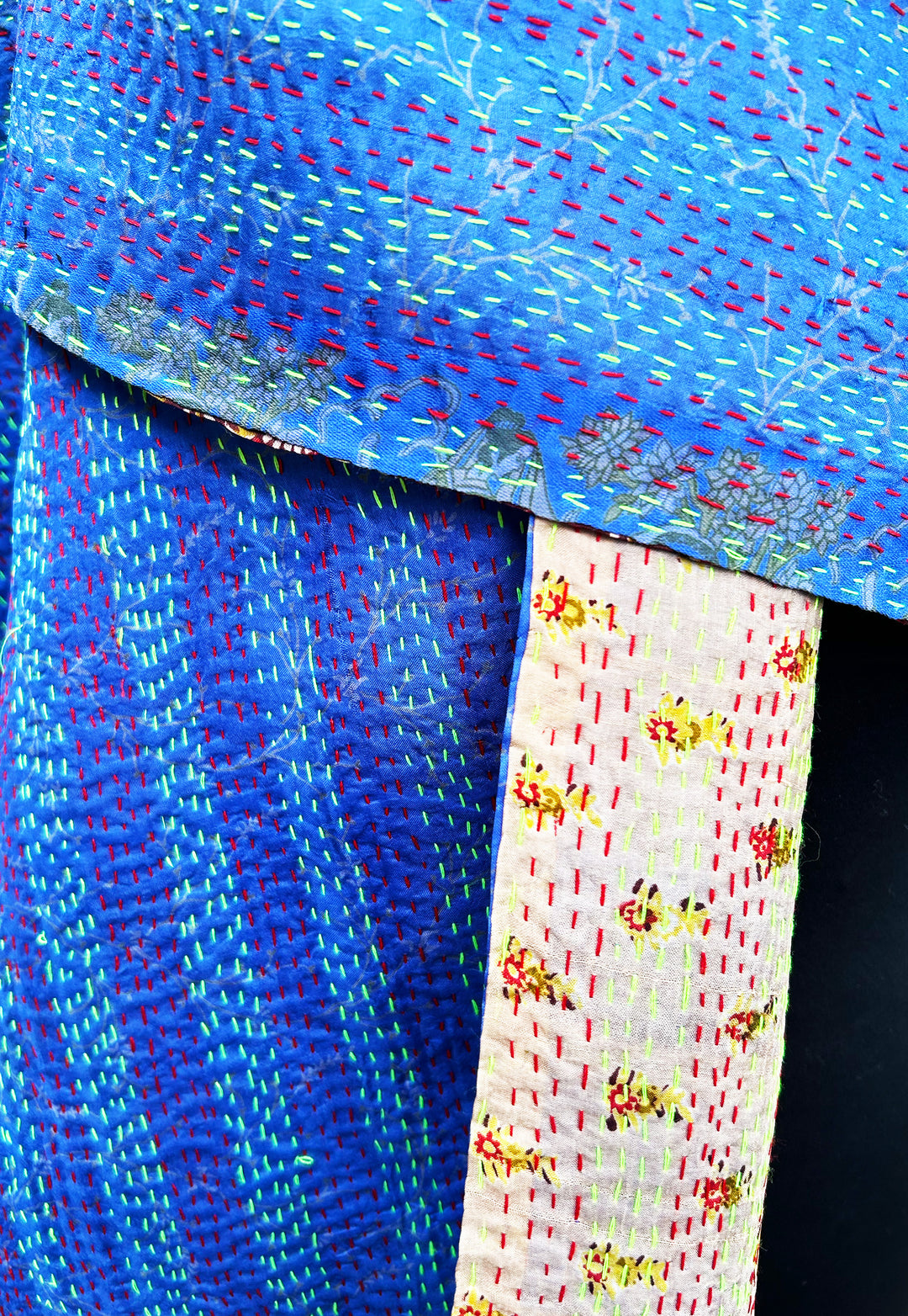 Silk Kantha Stole | Periwinkle