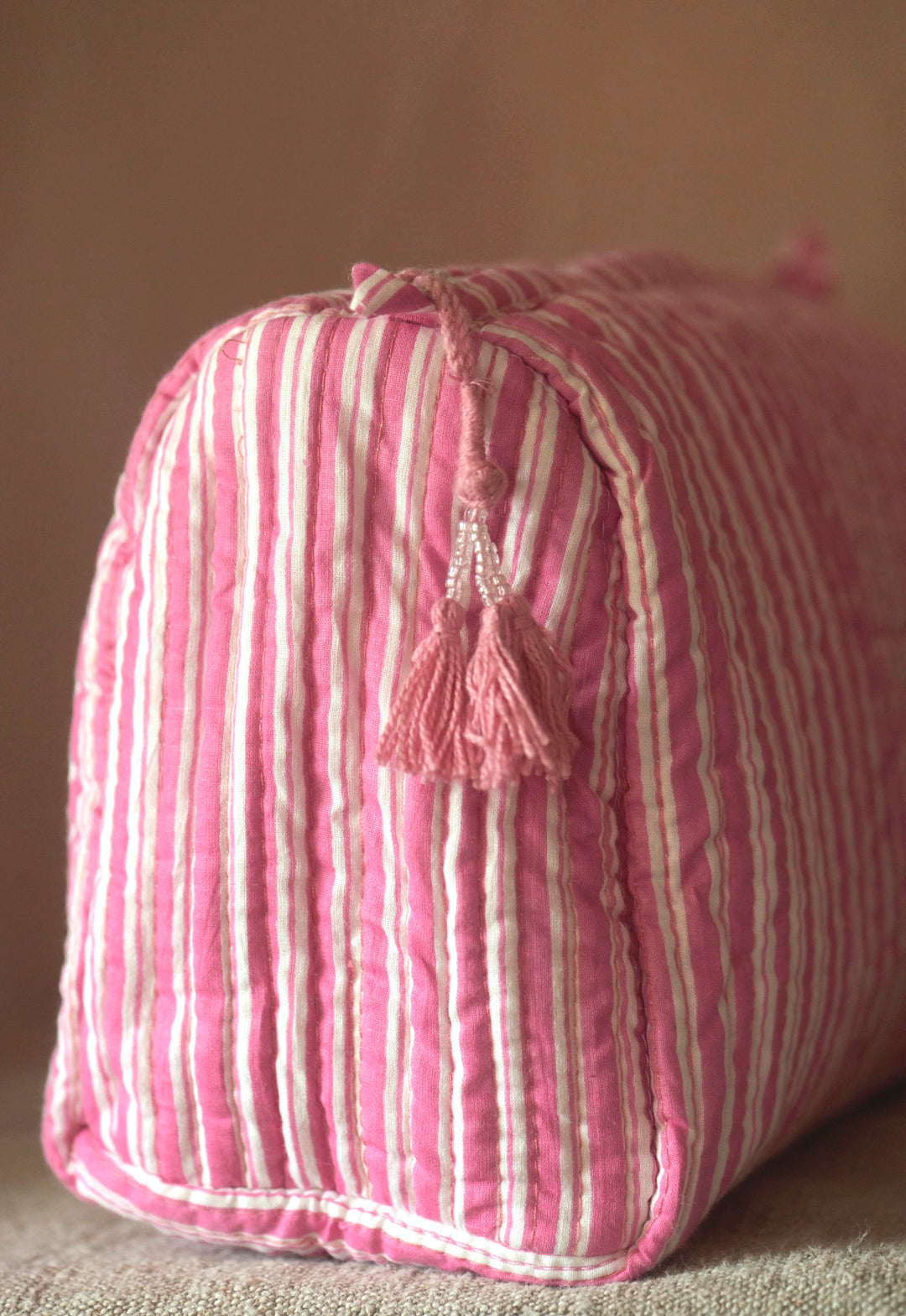 Hand block-printed Sponge Bags (Set of 3) | Pink Stripe