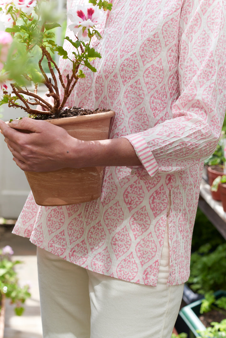 Pintuck Cotton Top | Pink Buti