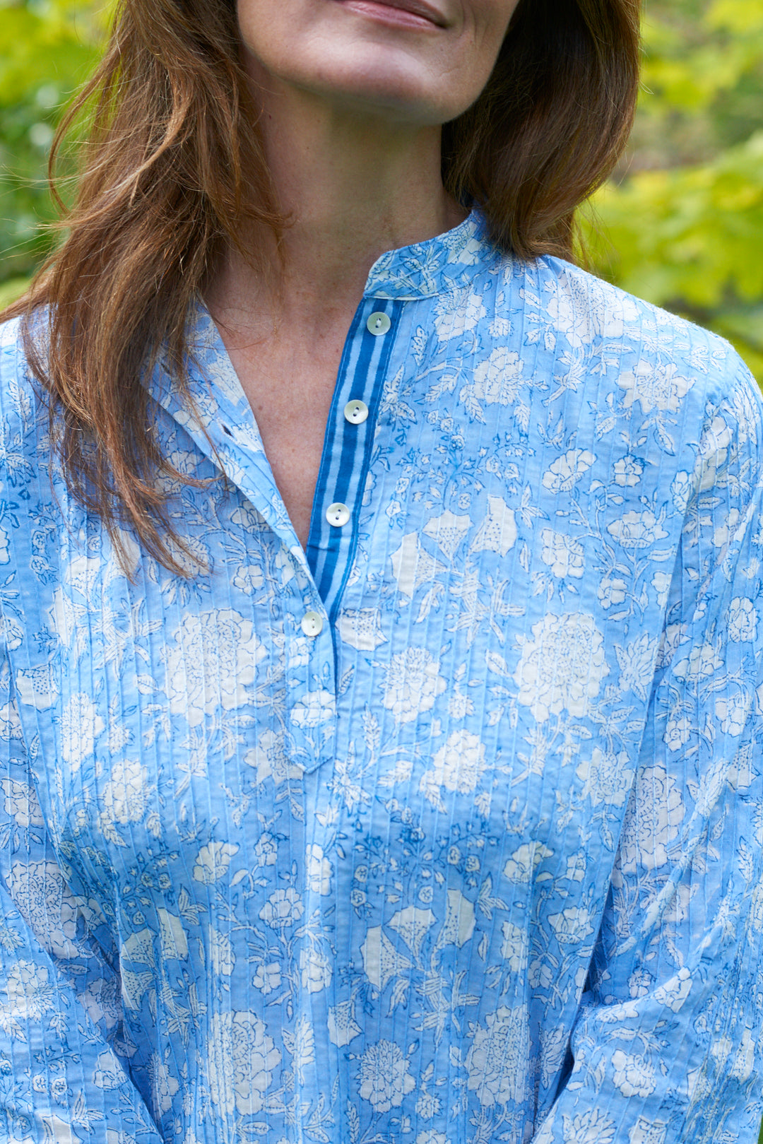 Pintuck Cotton Tunic | Cornflower Blue