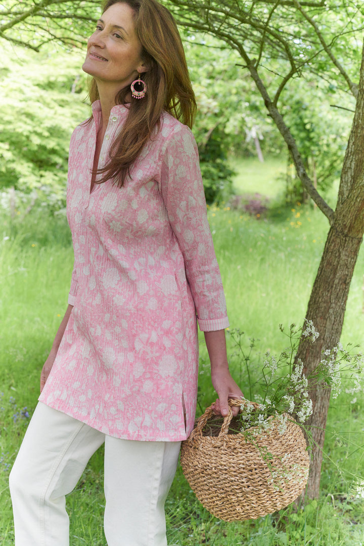 Pintuck Cotton Tunic | English Rose