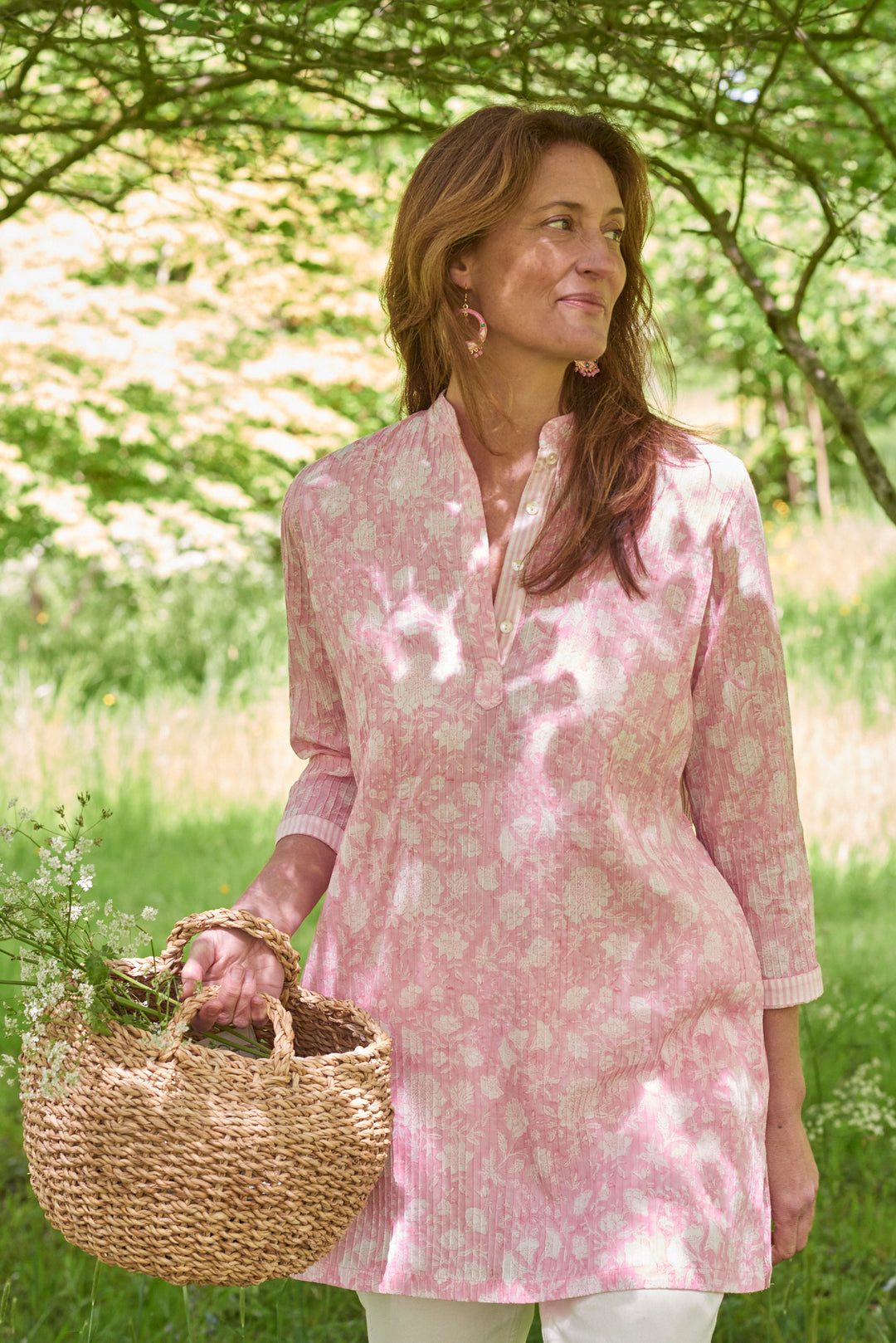 Pintuck Cotton Tunic | English Rose