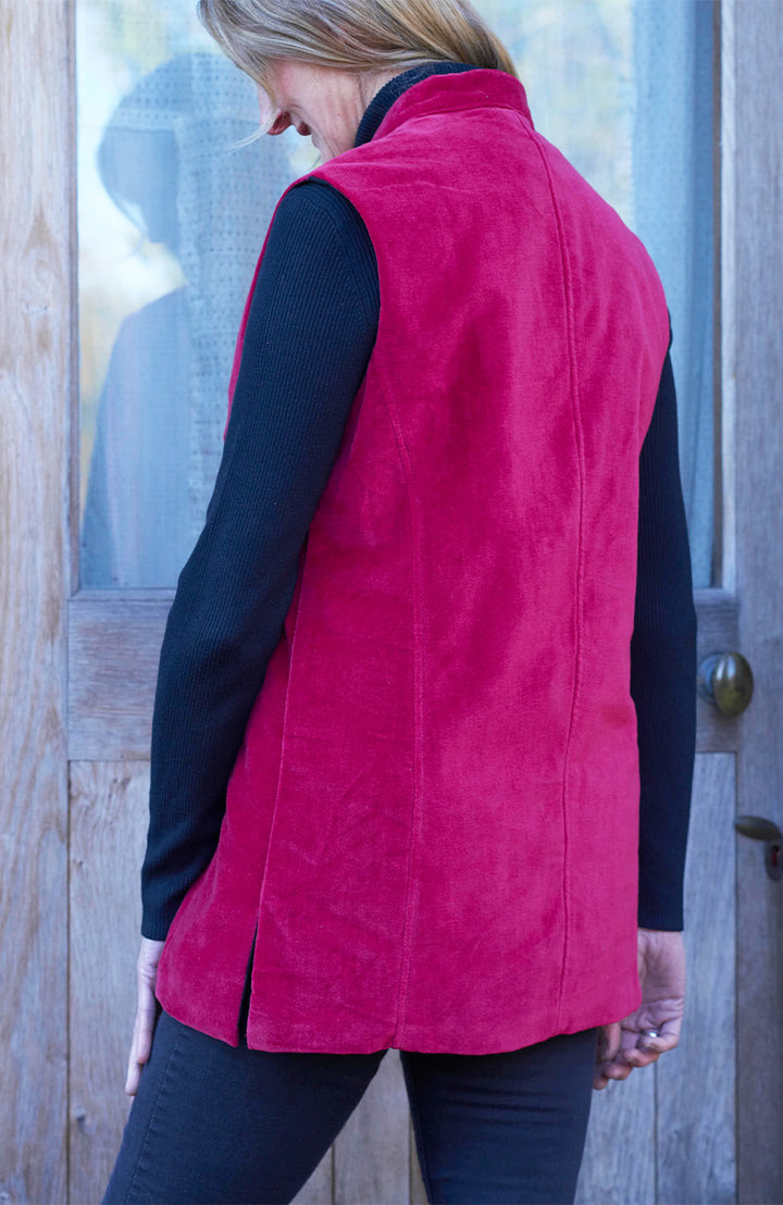 Cotton Velvet Waistcoat | Red & Black