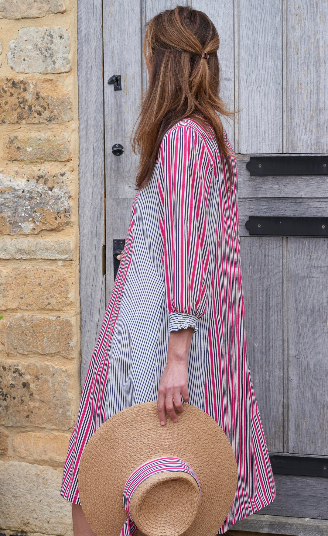 'Rosa' Cotton Shirtdress | Pink Stripe