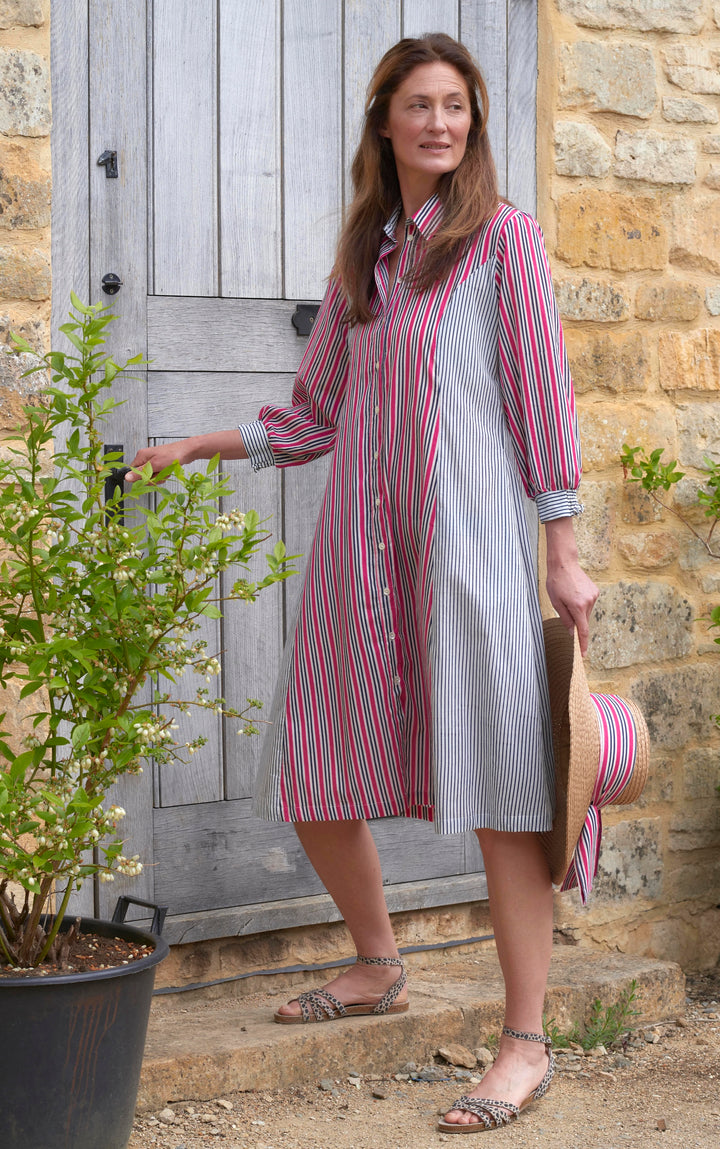 'Rosa' Cotton Shirtdress | Pink Stripe