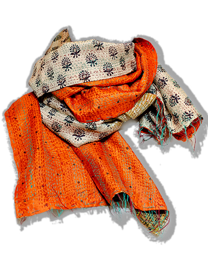 Silk Kantha Stole | Amber