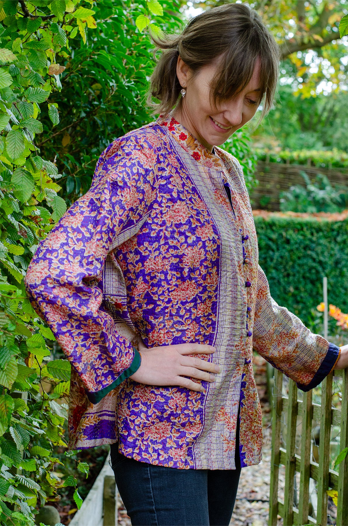 Silk Kantha Jacket | Iris | Large *SAMPLE* | Tania Llewellyn Designs