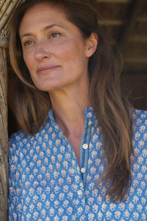 Pintuck Cotton Top | Summer Blue