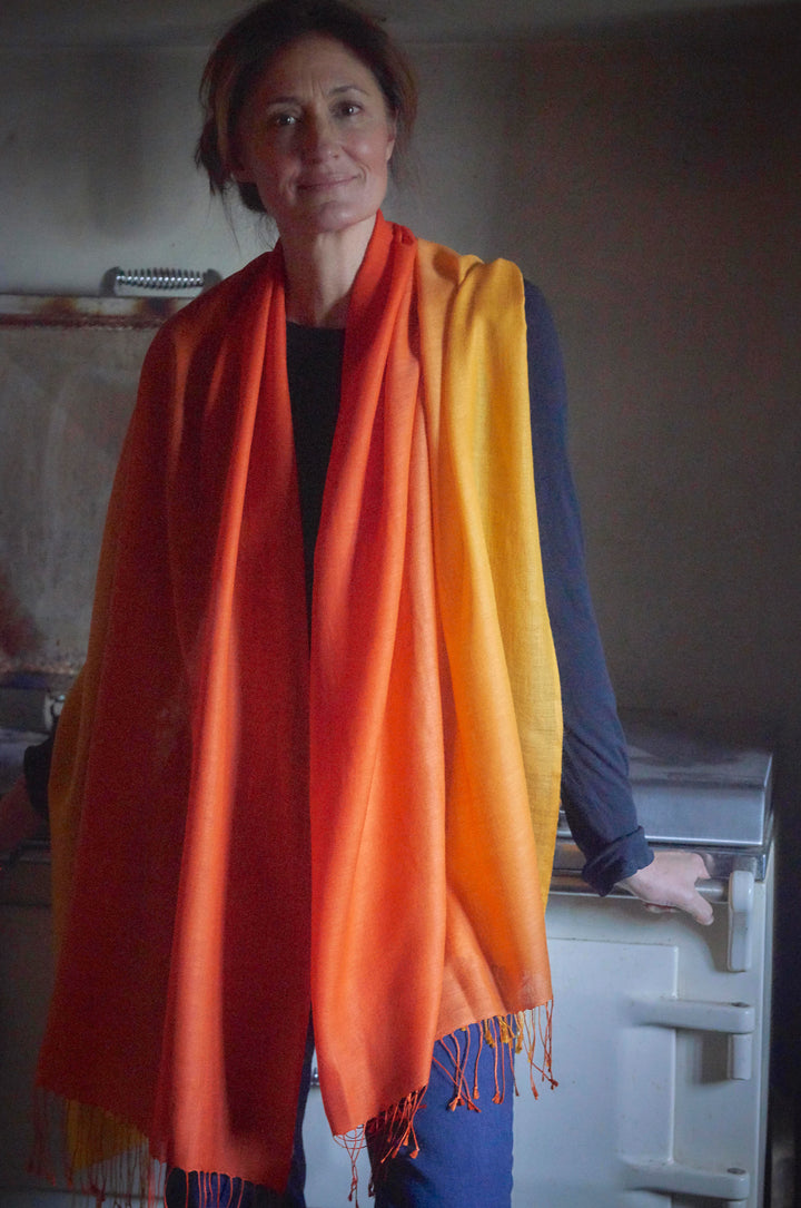 'Sunrise' Fine Silk & Wool Ombré Scarf