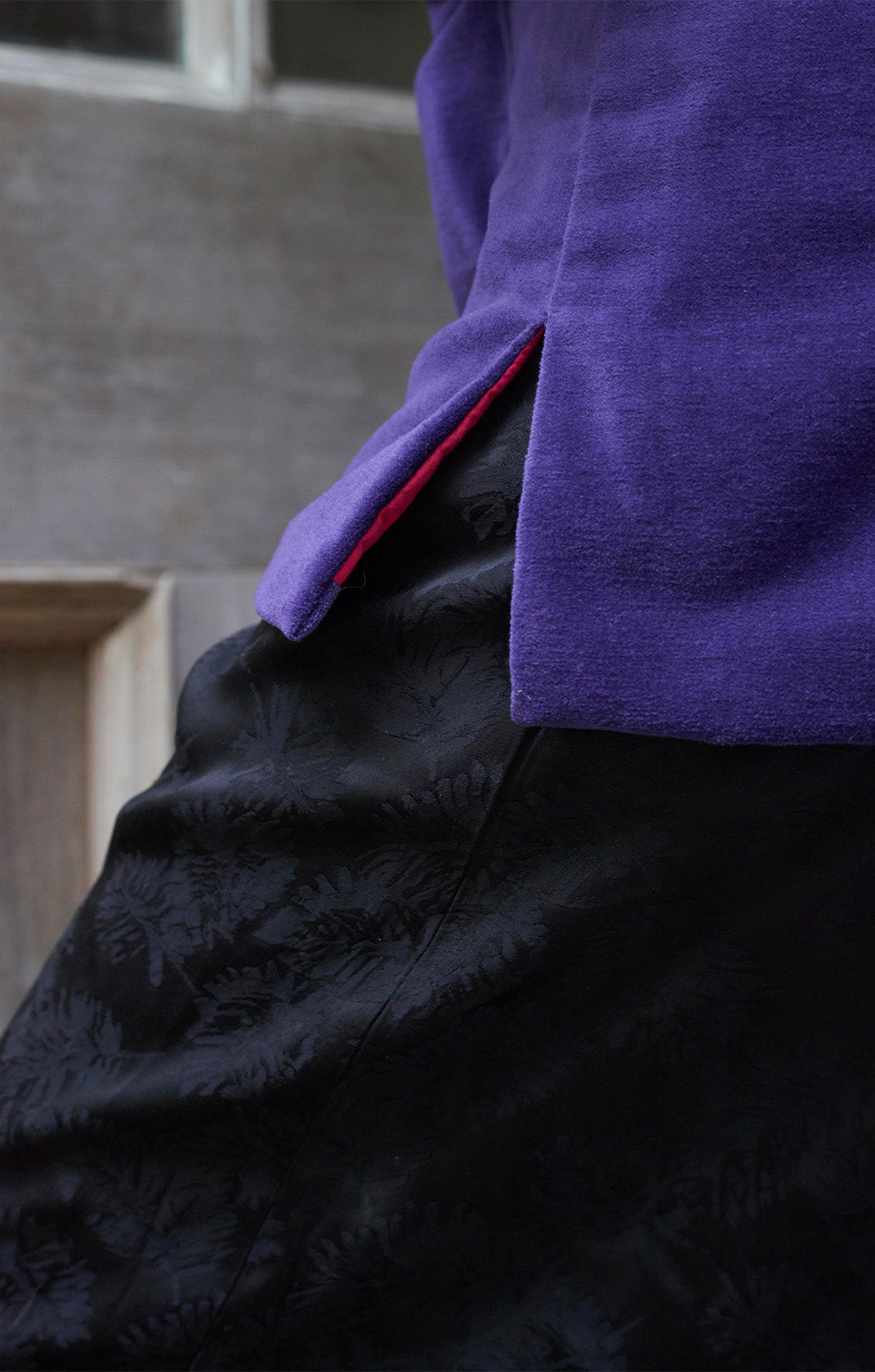 Cotton Velvet Waistcoat | Purple & Hot Pink