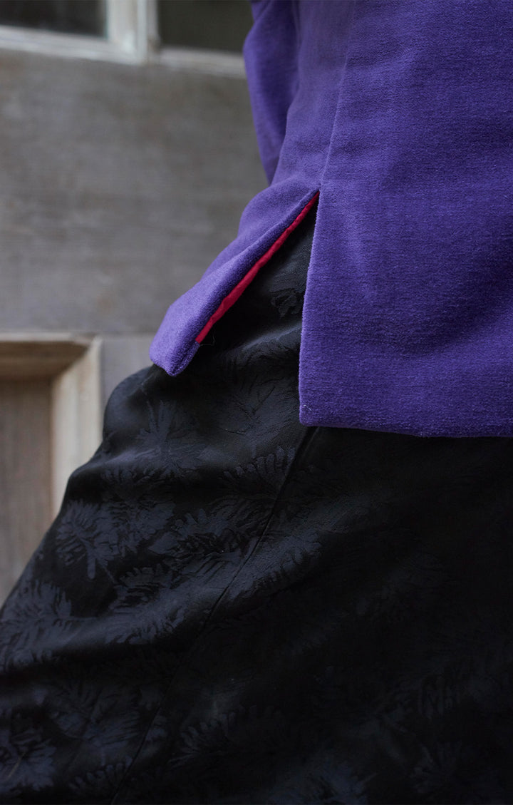 Cotton Velvet Waistcoat | Purple & Hot Pink