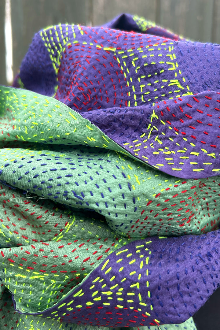 Silk Kantha Shawl | Violet