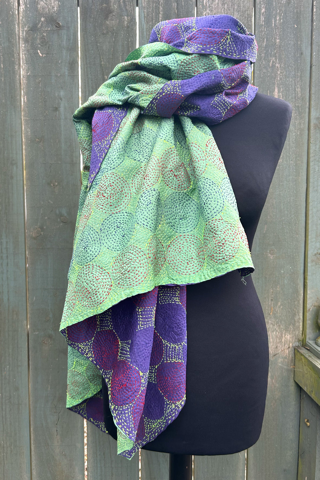 Silk Kantha Shawl | Violet