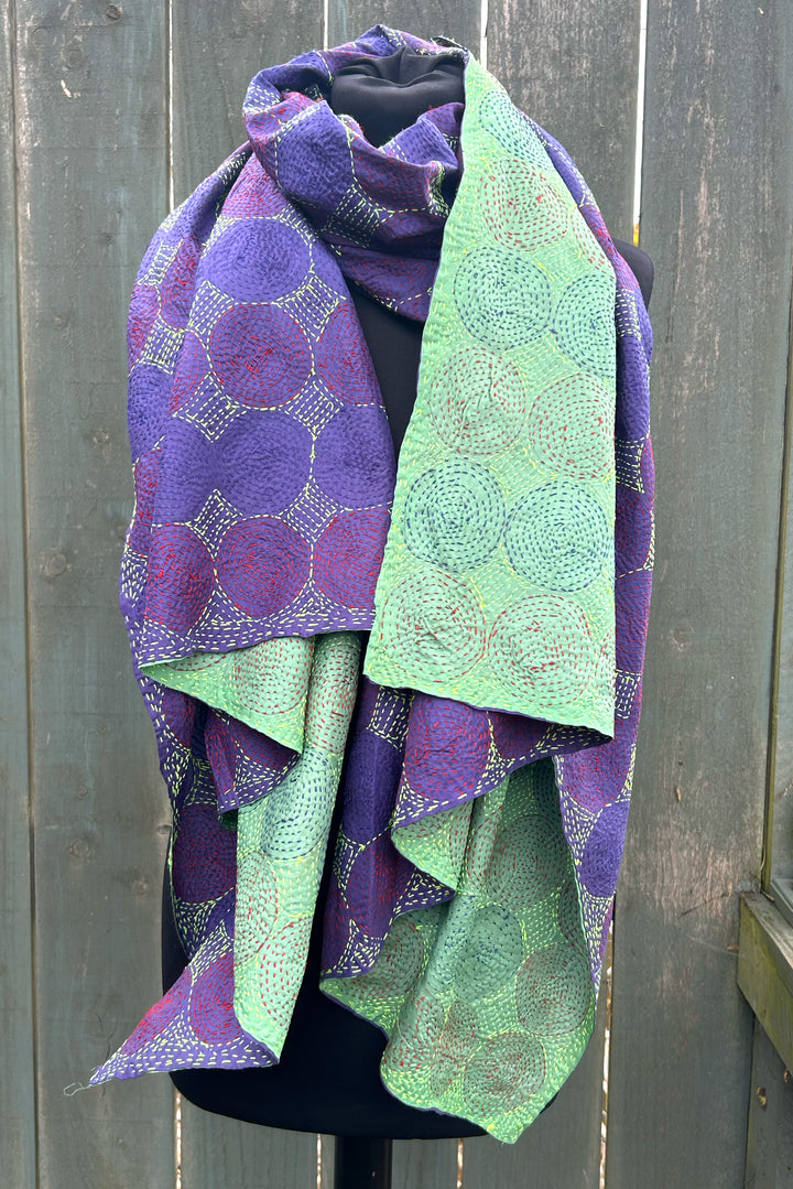 Silk Kantha Shawl | Violet
