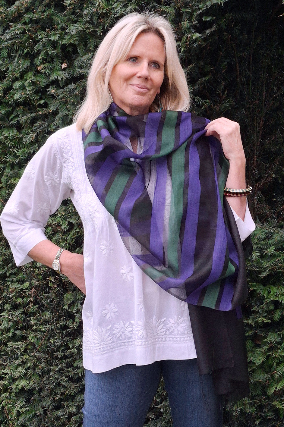 'Forest' Fine Silk & Wool Scarf