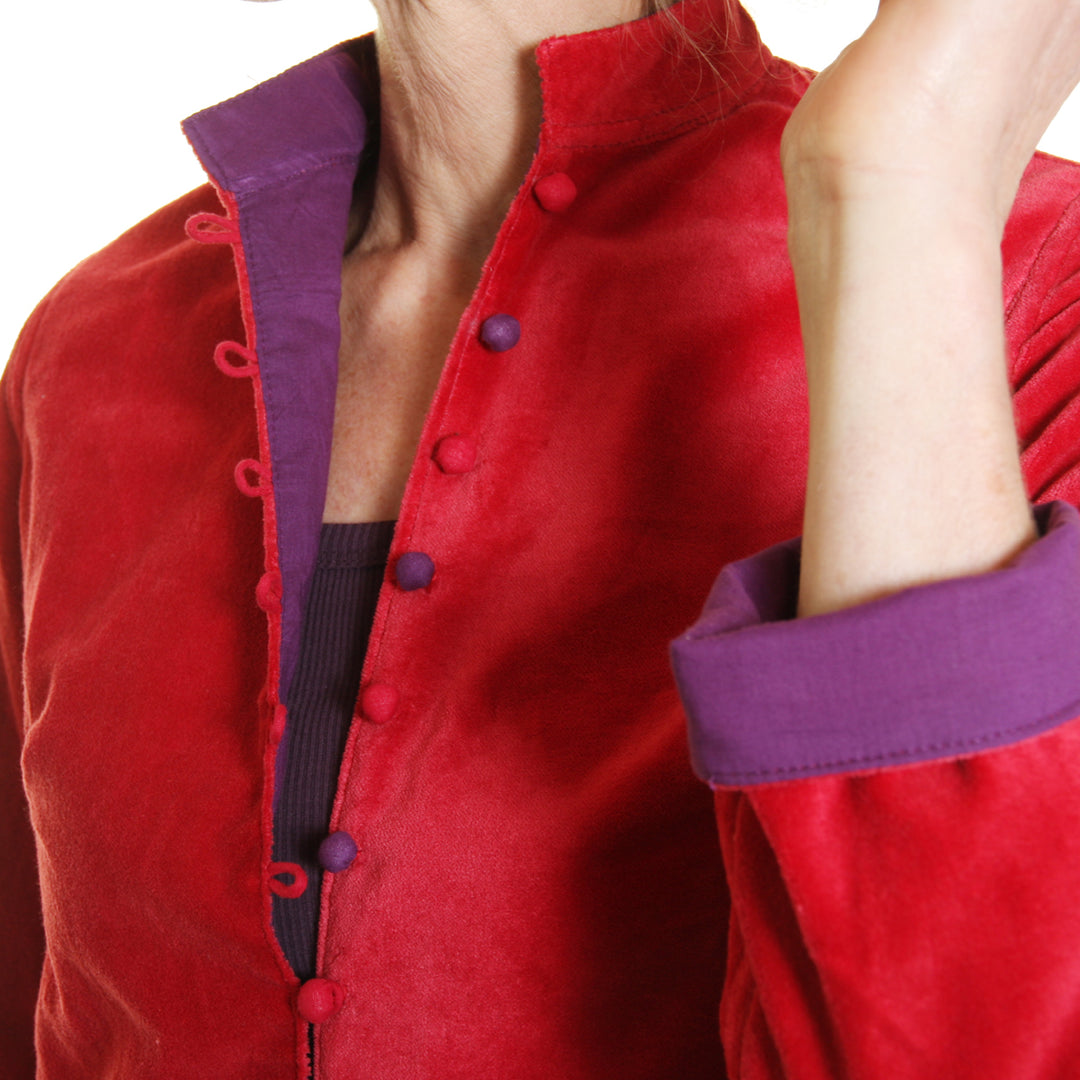 Sharwani Cotton Velvet / Red | Tania Llewellyn Designs