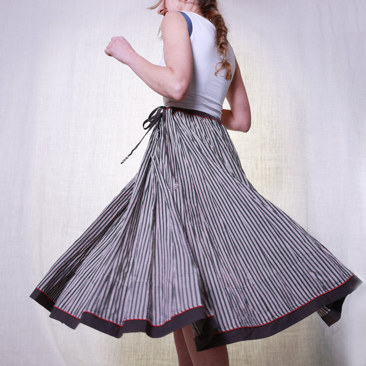 Cotton striped Skirt / Grey & Pink | Tania Llewellyn Designs