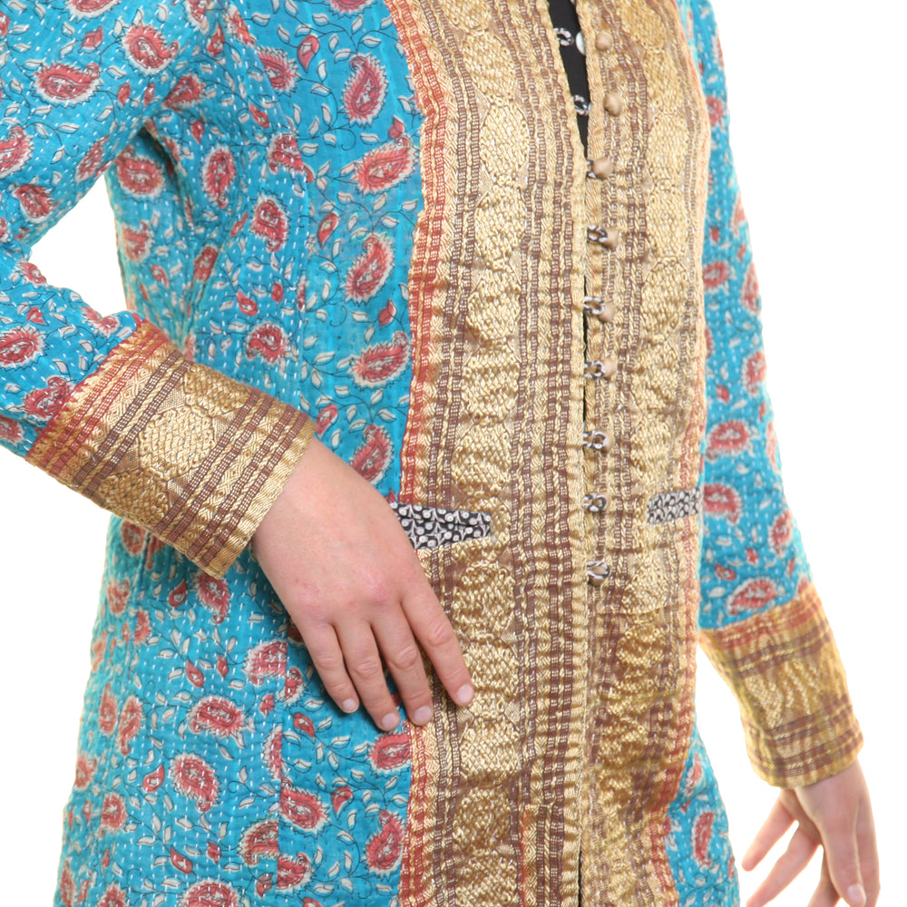 Sharwani reversible jacket – Turquoise | Tania Llewellyn Designs