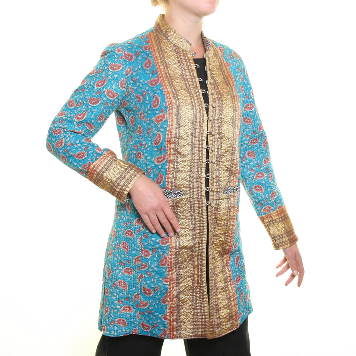 Sharwani reversible jacket – Turquoise | Tania Llewellyn Designs