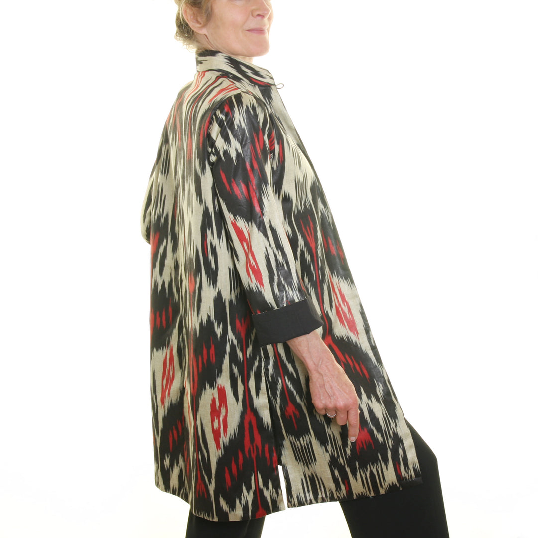 Ikat Silk & Cotton / Black, White & Red | Tania Llewellyn Designs