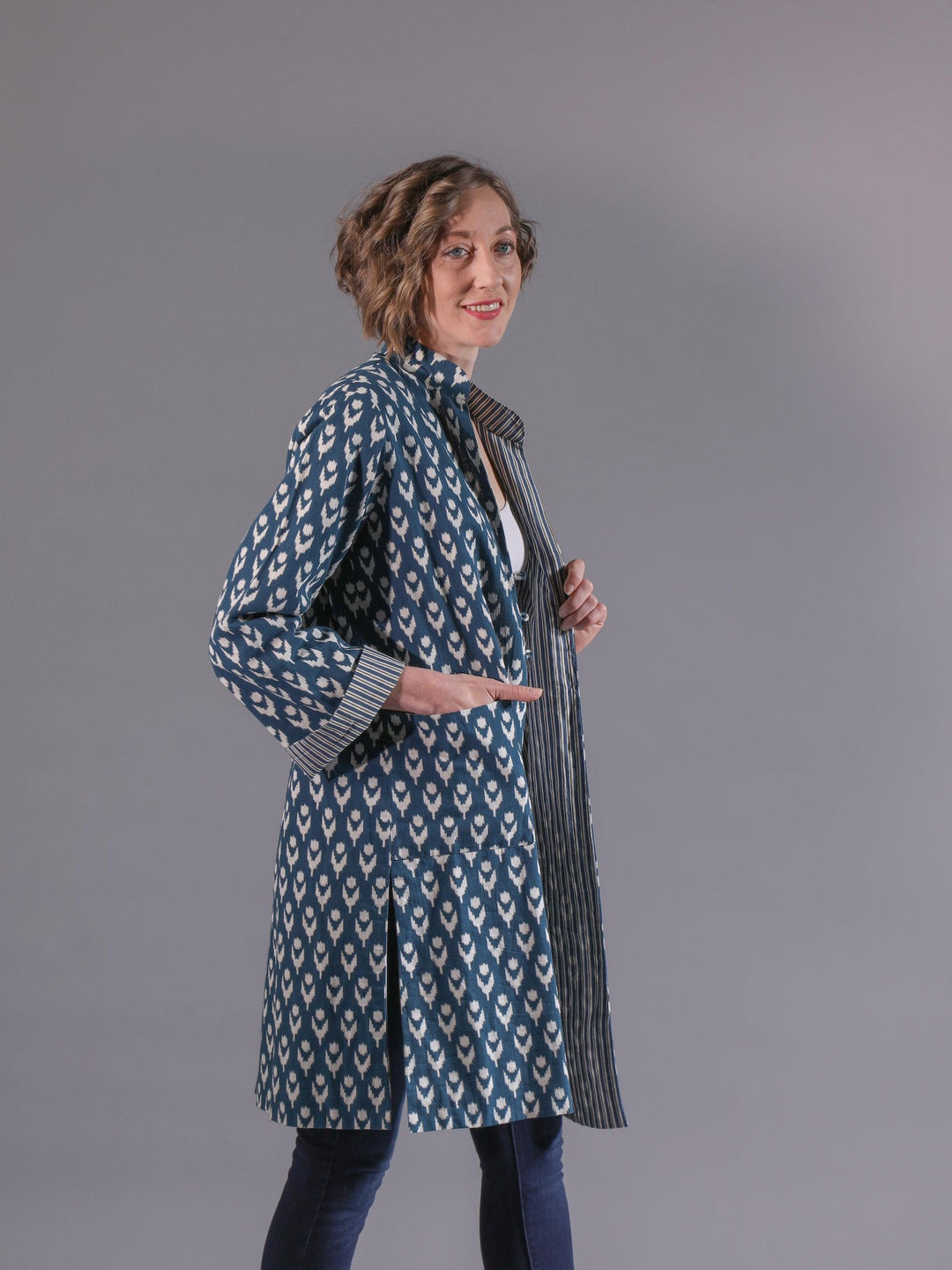 'Joy' Cotton Jacket / Deep Blue | Tania Llewellyn Designs