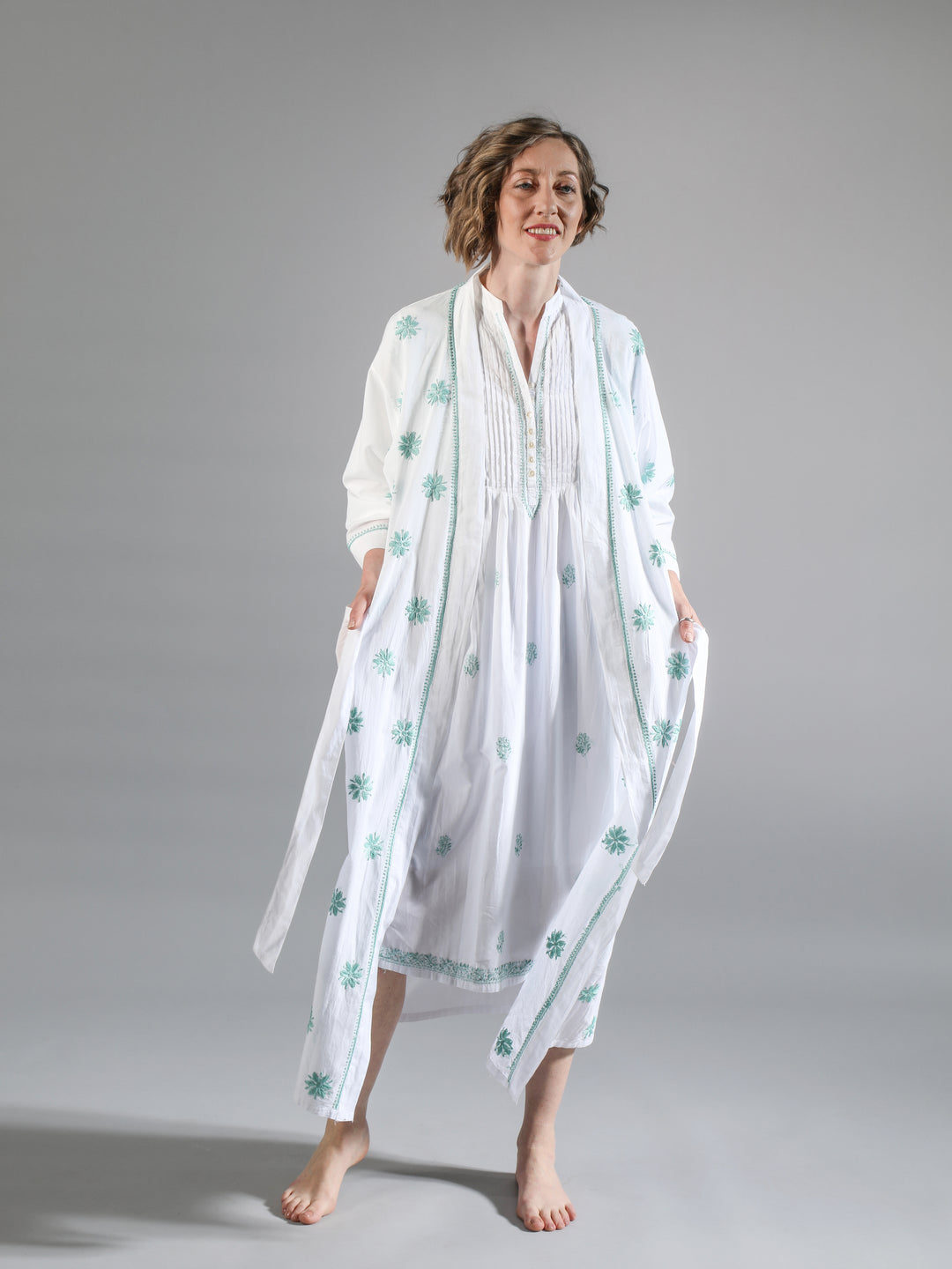 Cotton Robe / Chikan Embroidery | Tania Llewellyn Designs