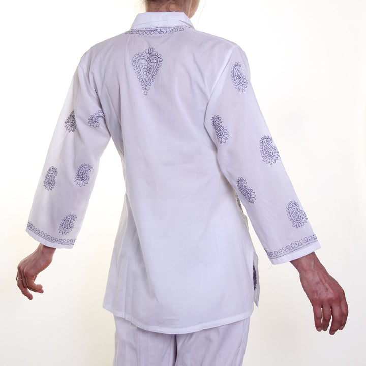 Cotton Pyjamas / Chikan Embroidery | Tania Llewellyn Designs