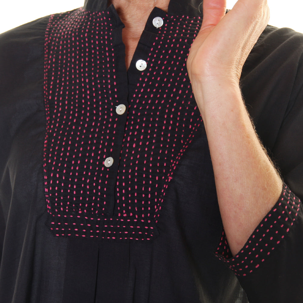 Afghan shirt / Black & Pink | Tania Llewellyn Designs
