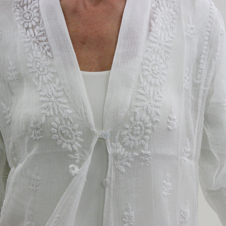 Sheer Cotton Embroidered / White | Tania Llewellyn Designs