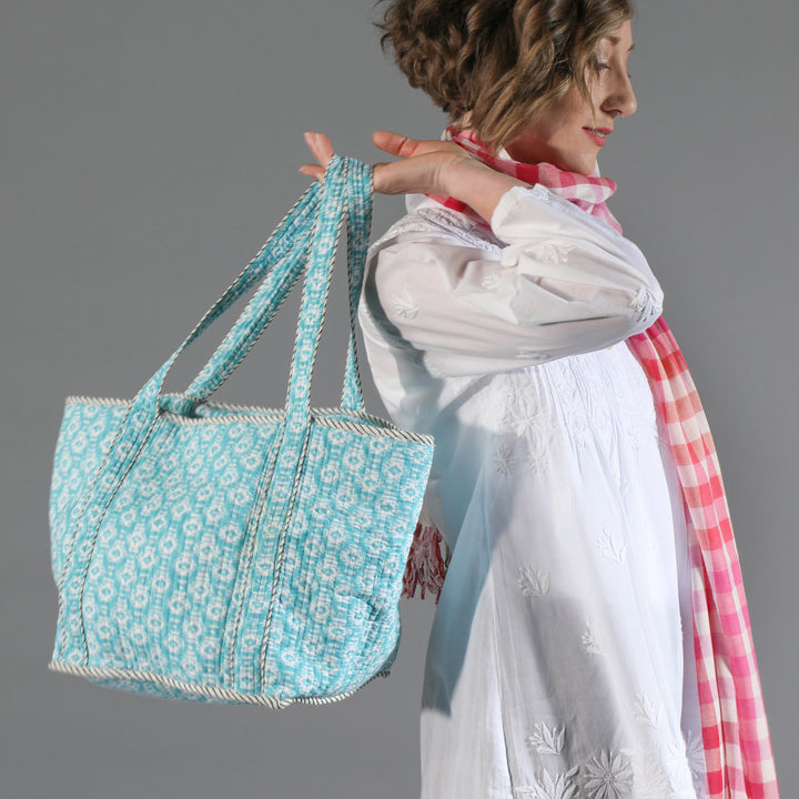 Cotton Bag / Turquoise Ikat | Tania Llewellyn Designs