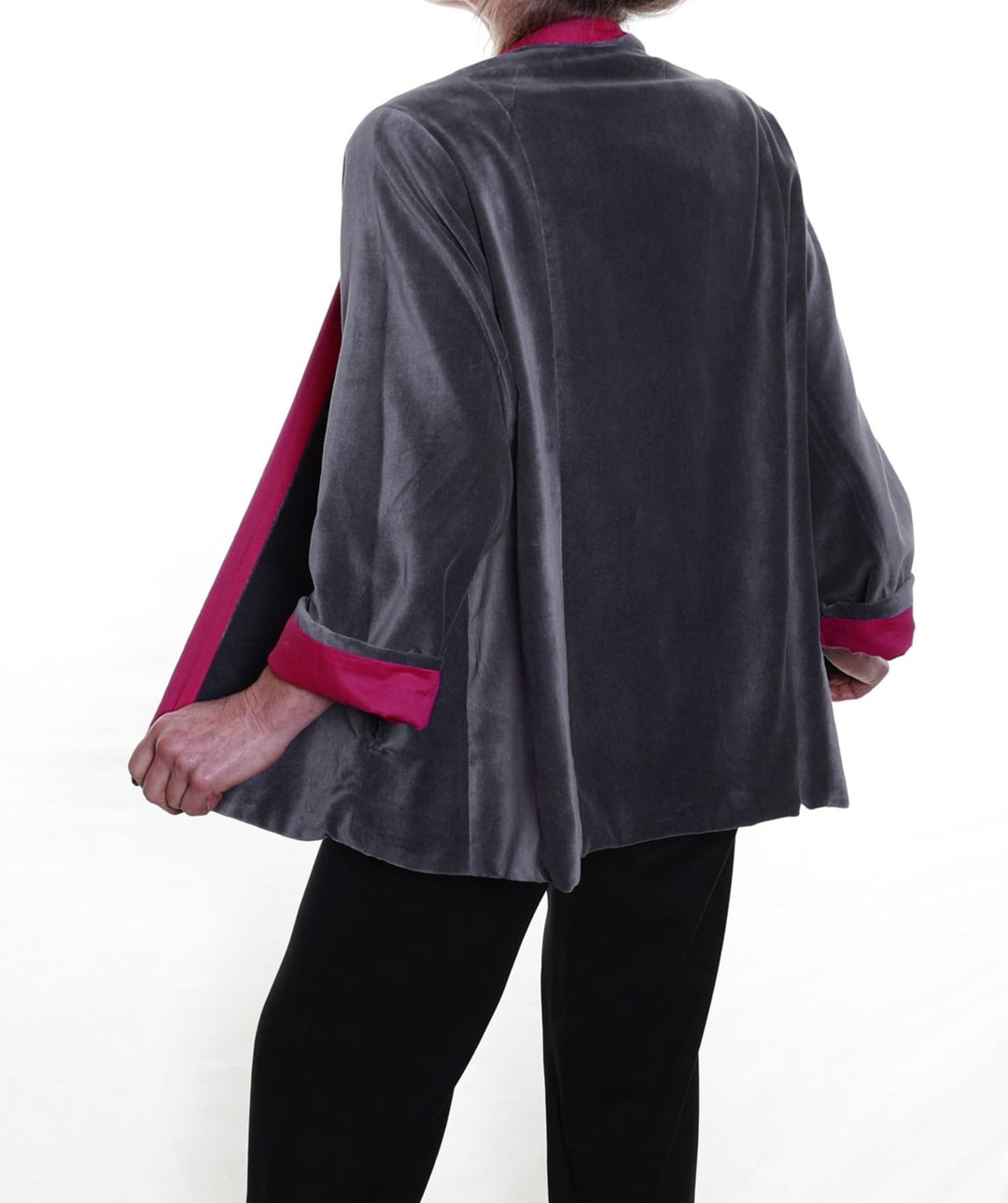 Basmati Cotton Velvet / Donkey Grey & Hot Pink | Tania Llewellyn Designs