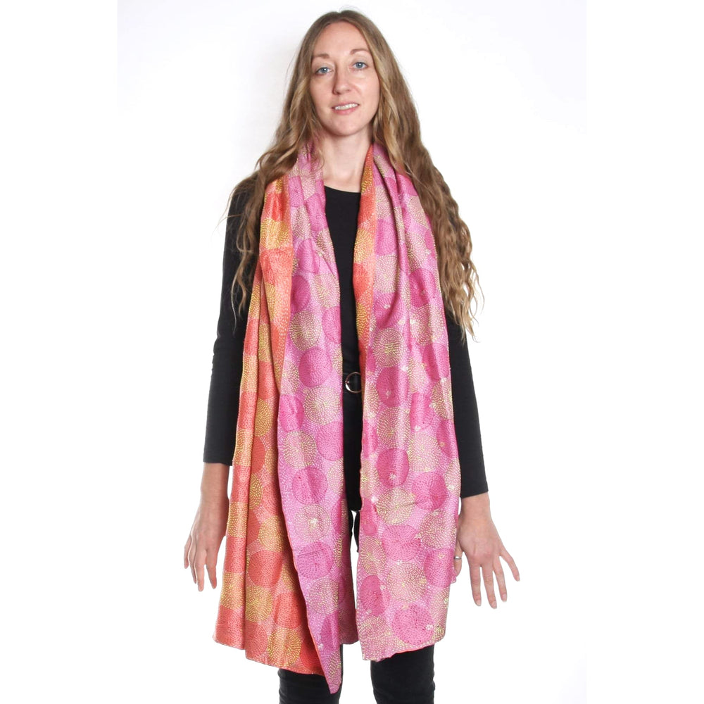 Silk Kantha Shawl / Circle Stitch | Tania Llewellyn Designs