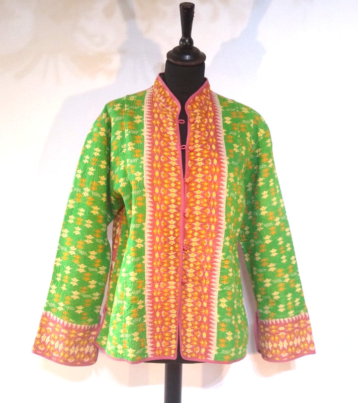 Cotton Kantha 'Kiwi' Jacket - Large | Tania Llewellyn Designs