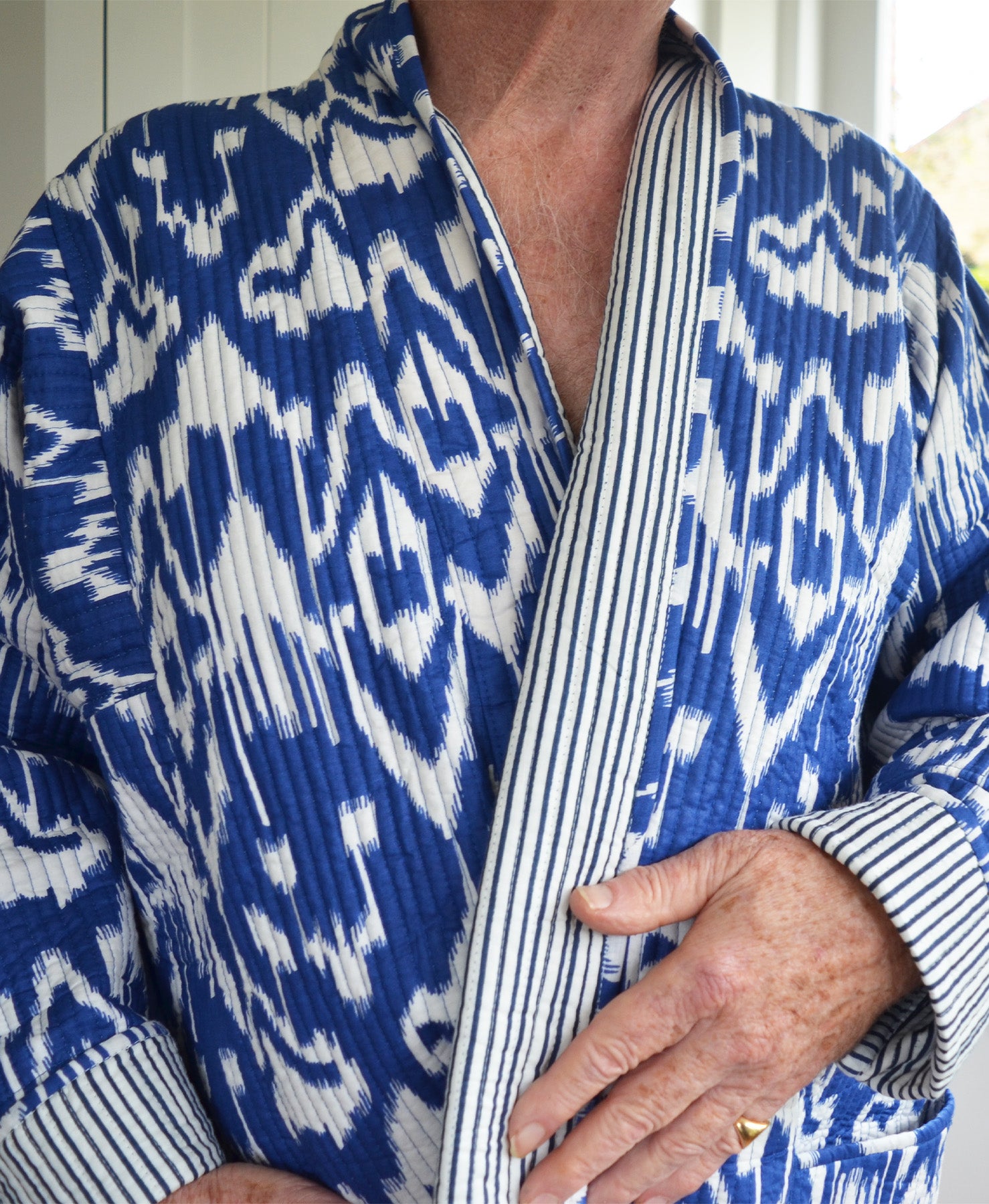 Striped kimono store robe