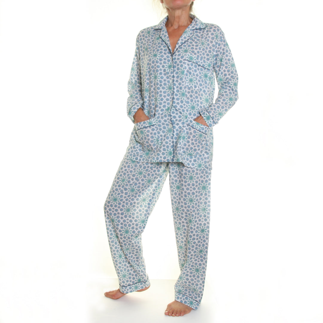 'Starry nights' Cotton Pyjamas / Cool Blue | Tania Llewellyn Designs
