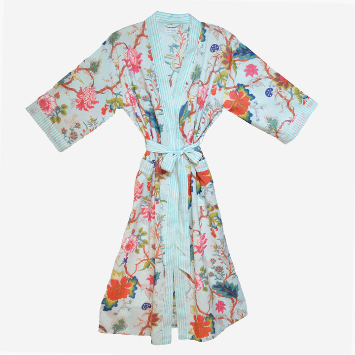 Cotton Robe / Aqua in Bloom | Tania Llewellyn Designs
