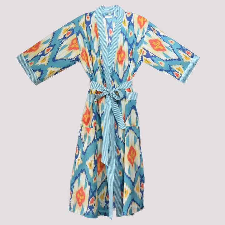 Cotton Robe / Ocean Ikat | Tania Llewellyn Designs